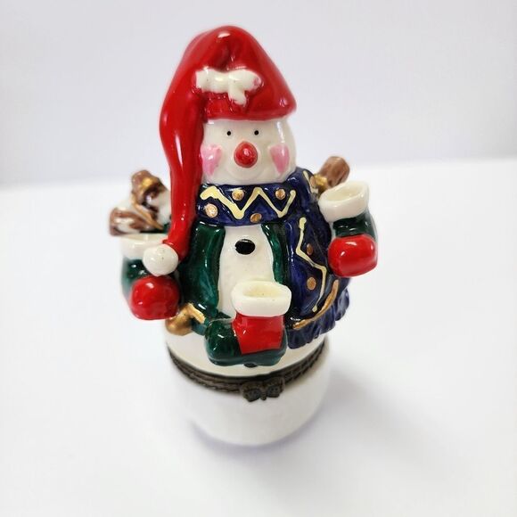 Ceramic Christmas Snowman Trinket Box - Picture 1 of 5